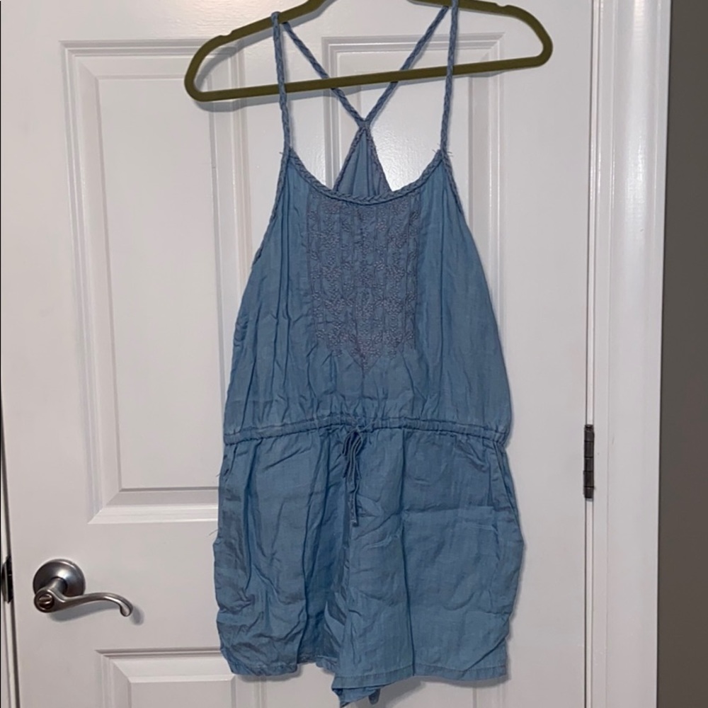American Rag Chambray Embroidered Romper